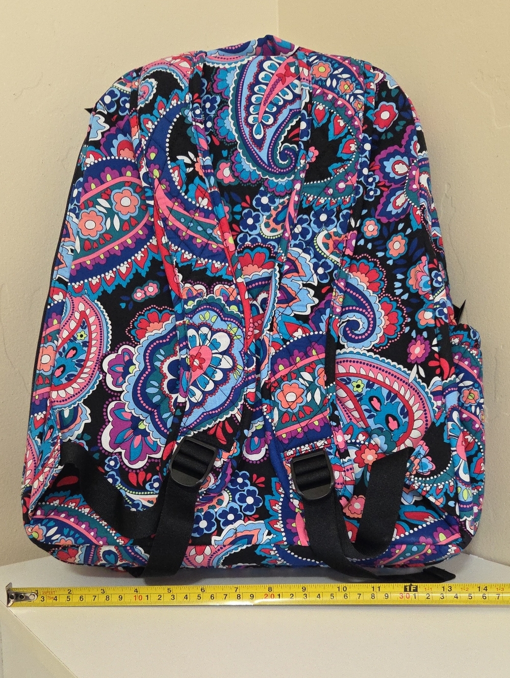 Vera Bradley Black Multicolor Paisley Quilted Backpack - Picture 7 of 12